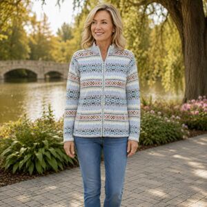Tiara International Aztec Cardigan Vintage Full Zip Southwestern Sweater Size M